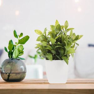 Dekorative Blumen, 4 Stück, kleine künstliche Pflanzen, Mini-künstlich, mit Kunststoff-Pflanze, für Zuhause und Büro im Topf