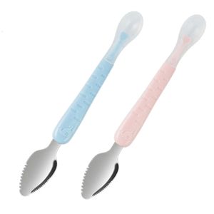 Tabellegor, dubbelhuvud Apple Puree Auxiliary Food Exconator Spoon, Fruit Scraper, Baby Eat Tool, Divine Tool