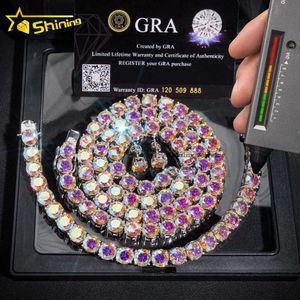 Designer smycken Hot Selling S925 Pass Diamond Tester GRA Certificate 8mm Hip Hop Necklace Armband 925 Sterling Silver VVS Rainbow Moissanite Tennis Chain