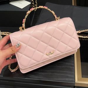 So Cute Women Exquisite Camellia Metal Semi Circular Hard Handle Mini Cross body Bag Gold Chain Shoulder Strap Classic Flap Shoulder Bag Handbag Coin purse 19x12cm