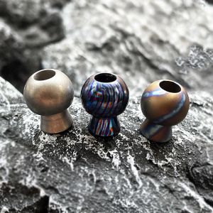 Verktyg 1pc Titanium Alloy Damascus Mini Mushroom Cloud Paracord Beads Lanyard Pendants Knivpärlor Parachute Cord Pendants EDC Tool