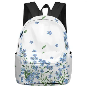 Backpack Watercolor Blue Flowers Farmhouse Countryside Student School Bags Laptop Custom For Men Women Female Travel Mochila