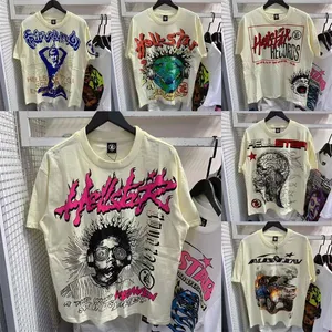 Masculino manga curta designer curto novo hell-star feminino rua solto em torno do pescoço casual manga curta hellstar camisa aaa +