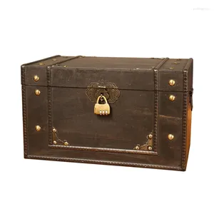 Jewelry Pouches Vintage Small Treasure Chest Wooden Lock Box Storage Gift Case High Quality Antique Organizer Holder