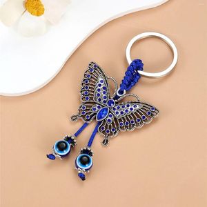 Keychains 2024 Vintage Jewelry Butterfly Eyes Long Tassels Keychain Charm Handwork Weave Alloy Accessories Men Key Chain