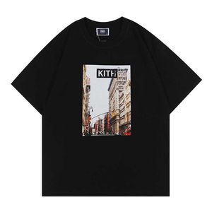 Designer Ins American Fashion Kit Soho Vintage Tee New York Block Photo T-shirt Grande Manga Curta