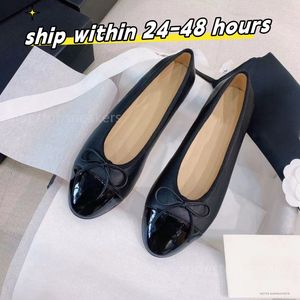 2024 Ladies Ballet Shoes Paris Luxury Black Beige Ballet Flats Shoes Women Brand Quilted Genuine Leather Slip on Ballerina Round Toe Lady Dress Shoes Size 35-42