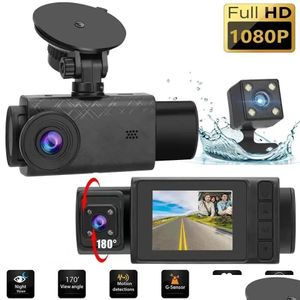 CAR DVR CAR DVRS 2 tum HD 1080p 3 Lens S11 DVR Video Recorder Dash Cam Bakkamera 130 graders vidvinkel tra upplösning front med i OTPJX