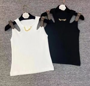 Womens designer chain Belt splicing vest Fashion t shirt women Tees Top T-shirt Sexy T-shirts Summer Knitted Tank Top Breathable Pullover White Tops