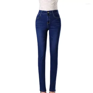Jeans femininos cintura alta temperamento mulheres soltas elásticas moda cor sólida calças retas 2024 primavera e outono casual senhora