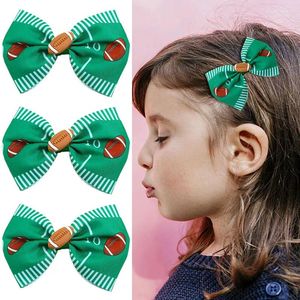 Hair Accessories 2Pcs Lovely Bow Clip Kids Ribbon American Football Print Bowknot Hairpins Barrettes Girls Hairgripes Headwear