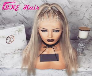 Perruques Blonde Synthetic Lace Front Wig Baby Hair 134 Brazilian Straight Lace Frontal Wigs for White Wo3868703