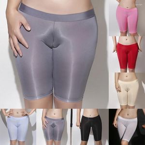 Calcinha feminina sexy mulheres segurança calças curtas sem costura inferior desgaste óleo brilhante meias transparentes transparentes lingerie erótica
