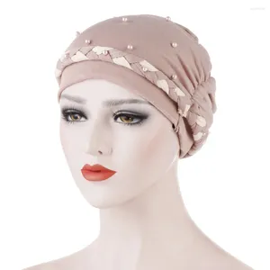 Ball Caps Tux Hut Frauen Perlen Geflecht Muslimischen Rüschen Krebs Turban Wrap Cap Schwarz Blank Baseball Vintage Hüte