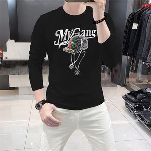 2024 Lüks Erkek Kadın Tasarımcı Tişört Beyaz Siyah Mektup Sıcak Matkap Uzun Kollu Marka Marka Tasarımcı Top Tees Asya Boyut M-4XL