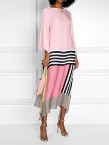 Bayanlar Elbise Fashion 2023 Renk Eşleşmesi 34 Kollu Düzensiz Hem Sıradan Home Street artı Boyut Vestidos 240308