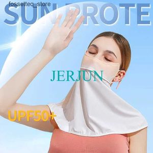Masowe maski twarzy szyi gaiter letnie kobiety jazdy lodowa jedwabna filta przeciwsłoneczna maska ​​twarzy jazda na szyi ochrona filtra przeciwsłoneczna L240322