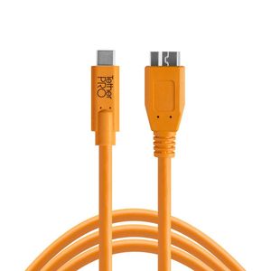 Tether Tools Tetherpro USB-C to USB 3.0 Micro-b Cable for Fast Transfer Connection Between Camera and Computer High Visibility Orange | 15 Feet (4.6 M)