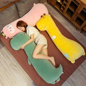 Stuffed Plush Animals 80-120cm Cute Dinosaur Plush Toys Stuffed Pillow Soft Long Animal Dolls Giraffe Cushion Baby Kids Birthday Gift L240322