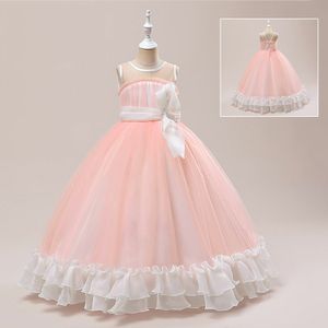 Piękno różowy/biały klejnot klejnotowe sukienki dziewczyny urodzinowe dziewczyny dziewczyny spódnica dziewczyna codzienna sukienka dla dzieci noszona sz 222131