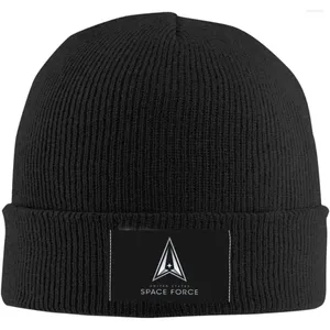 Berets United States Space Force Logo Beanie Chapéu para Homens Mulheres Quente Aconchegante Malha Crânio Cap Acrílico Chapéus de Inverno