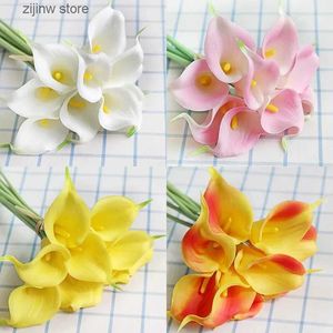 Faux Floral Greenery 32CM PU Single Mini Calla Lily Artificial Flower Fake Flower High-end Wedding Home Decoration Flower Y240322