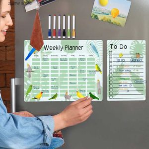 Imãs de geladeira Borda magnética apagável adesivos destacáveis ​​semanais e mensais planejador placa de informações calendário PVC whiteboard adesivos Y240322