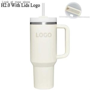 Mugs 1pc New Quencher H2.0 40oz Stainless Steel Tumblers Cups With Silicone Handle Lid and Straw 2nd Generation Car Mugs Vacuum Insulated Water Bottles 0928 Q240322