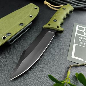 Full Tang Green/Black Tactical Fixed Blade Knife 8Cr13Mov Steel Ourdoor Military Combat Self Defense Knives with Kydex Sheath Hunting Camping Fishing Survival Gear