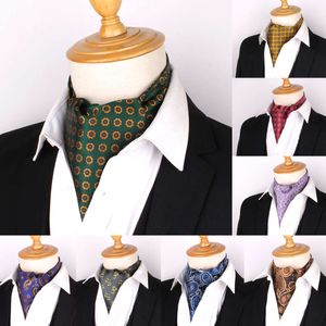 Neckband Jacquard Floral Paisley Men Cashew Wedding Formal Cravat Scrunch Self British Gentleman Polyester Soft Tie