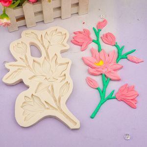 Rosen-Fondant-Formen, Blumenzweige und Blätter, Schokoladen-Silikonformen, für Hochzeitstortendekoration, Blumenpaste, Süßigkeiten, Zuckerhandwerk, Marzipan 1222124