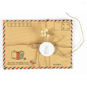 Gift Wrap 8 Pcs Air Mail Envelope Vintage Western Style Kraft Paper Letter Storage Office Supplies