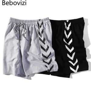 Men's Shorts Bebovizi hip-hop street clothing shorts geometric jogging shorts 2021 mens cotton casual sweatpants summer track shorts J240322