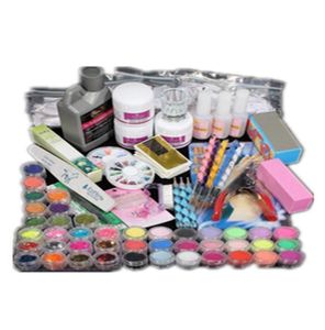 1 Set Nail Art Tools Potherapy Manicure Care System Powder Liquid Glitter Lime Tår Separatorer Borsta Akryl Nail Kit9671717