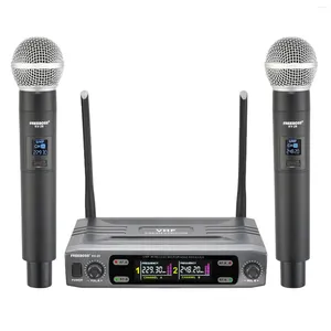 Microphones Freeboss VHF 200MHz trådlös mikrofonfast frekvens 2 Handhållen professionell dynamisk micmottagare 25m Karaoke Party KV-28