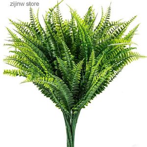 Faux Floral Greenery Artificial Plants Plastic Persian Fern Leaves For Home Wedding Party Balcony Decor Flower Arrangement Accessories Bride Bouquet Y240322