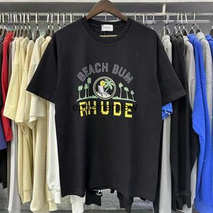 Men's T-Shirts New Fashion Coconut Tree Letter Printed T-shirt for Mens Couple Style High Quality Ultra Pure Cotton Casual Hip Hop Top H240401E8UN