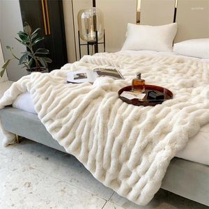 Blankets 2024 Winter Warm Blanket Fashion Solid Soft Throw For Bed Faux Fur Bedspread Quilt Cover Mat Sofa Car Thick