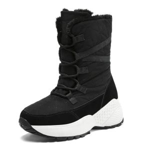 Boots Winter New Hightop Cotton Shoes Women's Thickened Plush Fleece Warm Snow Boots Large Size Outdoor Women's Shoes3542