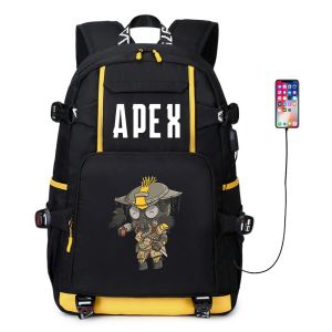 Mochila jogo apex legends náilon mochila casual carga usb mochila packsack estudante dos desenhos animados adolescente mochila portátil saco zip bookbag