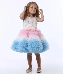 Girl Dresses Puffy Ball Gown Girls Pageant Tiered Ruffles Sleeveless Children Birthday Gowns Knee Length Kids Pography