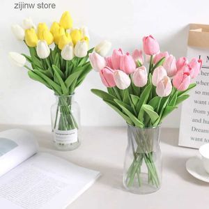 Faux kwiatowa zieleń 29 cm Tulip sztuczny kwiat bukiet 105pcs PE FOAM Sztuczny kwiat na ślub Dekoracja Dekoracja pokój rodzinny Bukiet ogrodowy Bukiet de