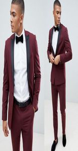 Wine Red Men039S Wedding Dress Slim Fit Suits Formal Prom Brand Designer Sports Groomsman Tuxedos Suits Jacket Pants4745491