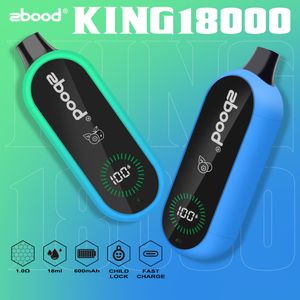 Zbood King 18000 Puff Yüksek Kaliteli Sıcak Satış Toptan OEM E CGARETTE Tek Kullanımlık Vape 12 Tatlar Elektronik Sigara 2% 5 Nikotin Dijital Ekran Vaper