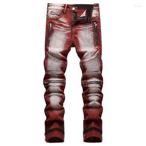 Jeans da uomo 2024 Pantalones Uomo Casual Rivestito Dritto Pieghettato Biker Maschio Moto Denim Pantaloni Vaqueros Hombre Plus Size