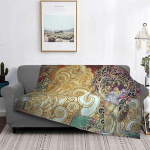 Blankets Gustav Klimt Galileo Knitted Blanket Lady Apple Tree Of Life Fleece Throw Bedroom Sofa Personalised Ultra-Soft Warm Bed
