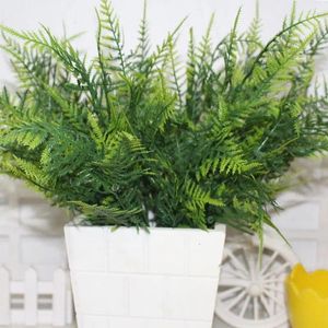 Decorative Flowers 7 Branches Artificial Asparagus Fern Plastic Grass Plant Flower Fake Leaf Home Cafe Office Floral Decoration Plants