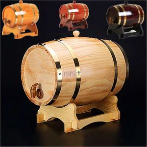 Bar Tools 3L Oak Red Wine Cask Beer Brewing Keg Vintage Wood Oak Timber Wine Barrel For Whiskey Rum Port Decorative Barrel Keg Hotel 240322