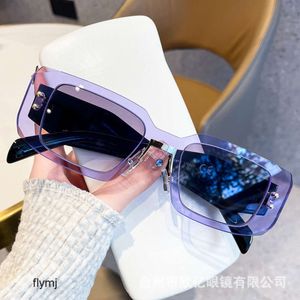 2 pcs Fashion luxury designer 2023 new square connected piece rice nail frame sunglasses fashionable and personalized UV resistant sunglasses trend