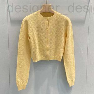 Women's Knits & Tees designer brand Winter New Miu Woolen Sweater Handmade Sewn Diamond Checkered Cardigan Coat Celebrity Elegance Versatile Knitted Top for Women VJ1